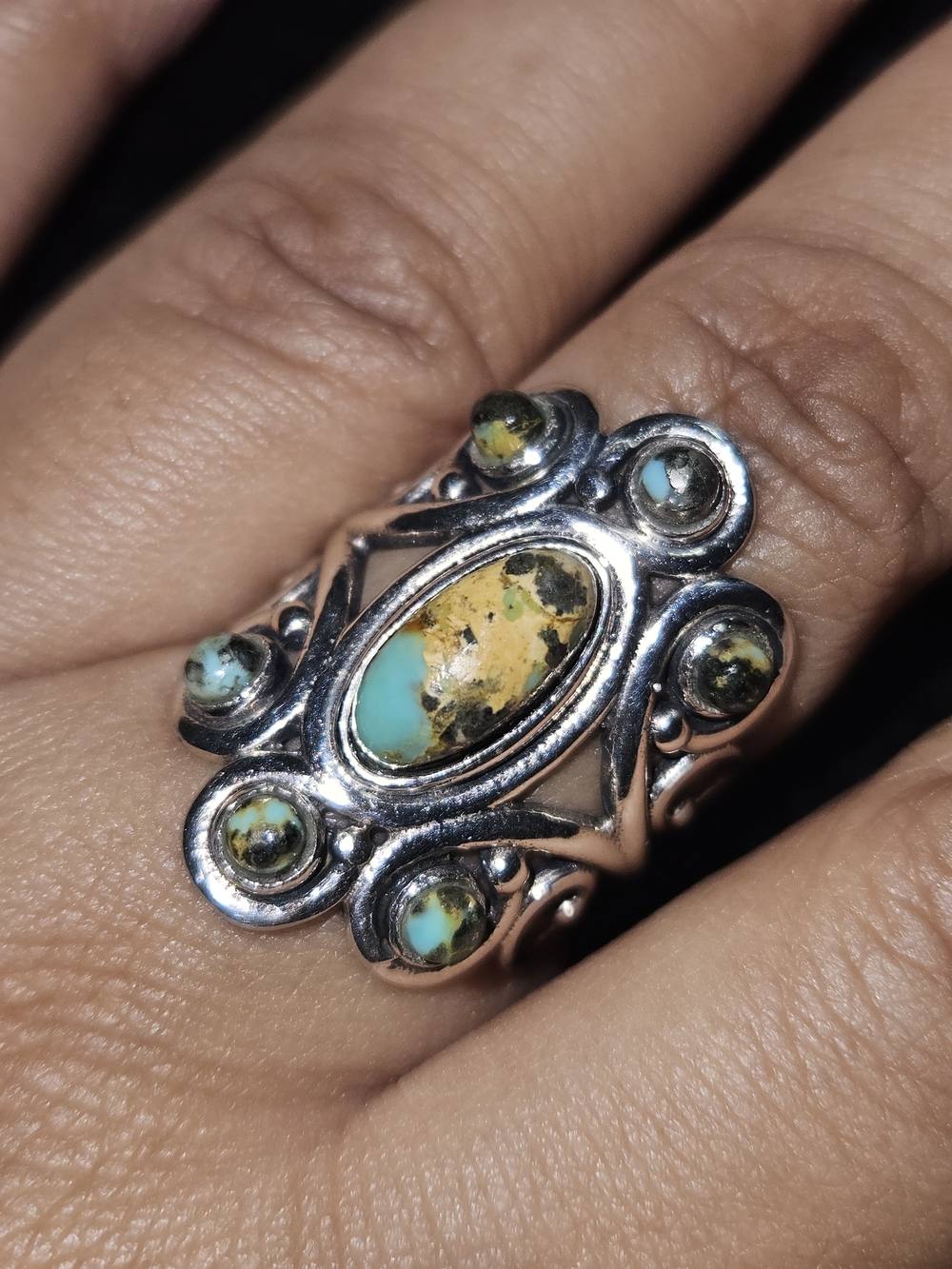 925S Turquoise Mosaic Ring - Women Jewelry